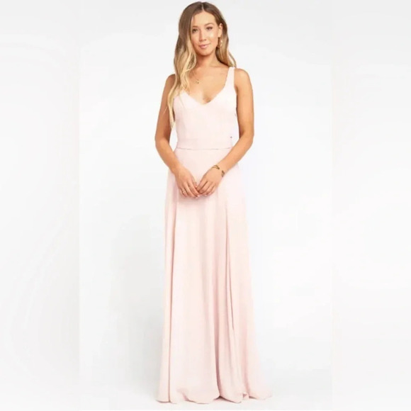 Show Me Your MuMu Womens Light Pink Jenn Maxi Dress V-neck Sleeveless Size S - Picture 2 of 11